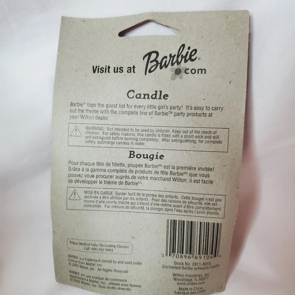 Barbie Candle Mattel Pink Purple Vintage Birthday Used In Box‎